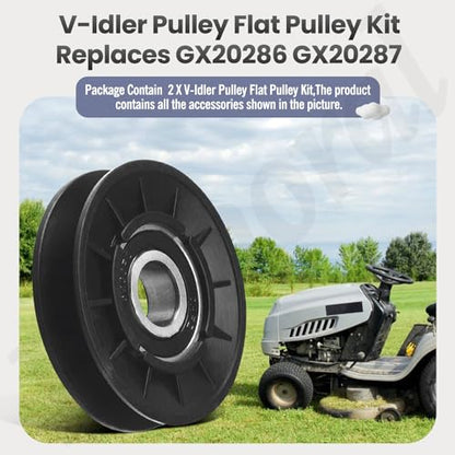 GX20286 GX20287 V-Idler Pulley Flat Pulley Kit Compatible with Jo-hn Deere 280-097 280-143 10738 9544 L100 L110 L120 L130 L107 L111 LA110 LA120 LA130 LA140