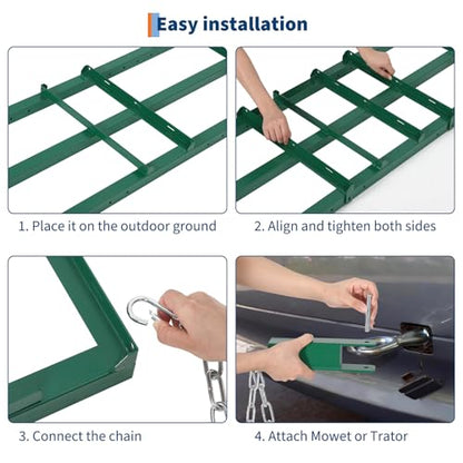 OUTLANE 4 ft Drag Harrow, Heavy Duty Tow Behind Harrow with Adjustable Bars & 48" Chain, Driveway Grader and Landscape Rake for ATV, UTV, Tractor and Lawn Leveling, Green - color: Green