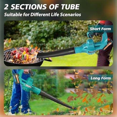 20V Leaf Blower Cordless, 480 CFM 160 MPH Battery Powered Leaf Blower - color: Blue