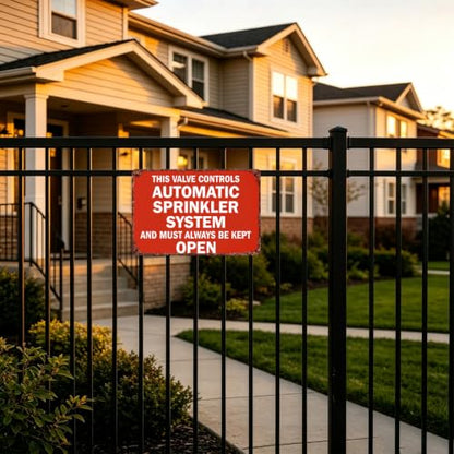 Aluminum Metal Sign This Valve Controls Automatic Sprinkler System 8x12in