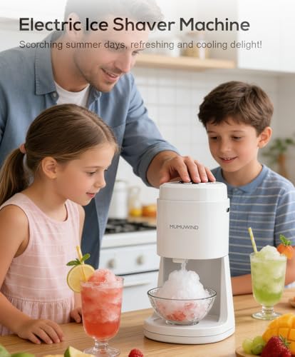 Shaved Ice Machine for Home, Electric ice Shaving Machine with 2 Ice Cups, Ice Shaver, Snow Cone Machine, Ice Crusher Snowcone Maker for Kids Birthday Party, House Warming Gifts (White) - color: White