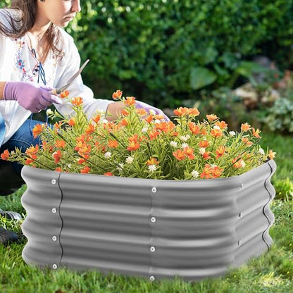 Besebay 2-Pack 2x1ft Galvanized Raised Garden Bed, Outdoor Planter Bed, - color: Dark Grey, size: 2x2x1ft-2Pack