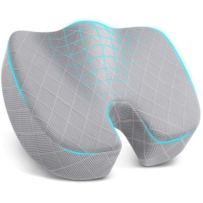 TushGuard Memory Foam Office Chair Seat Cushion - Light Grey, X-Large - color: Light Grey, size: X-Large