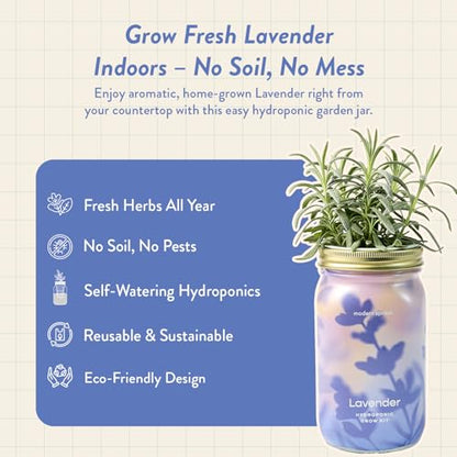Modern Sprout Hydroponic Grow + Harvest Bundle - color: Lavender Garden Jar + Lavender Shears