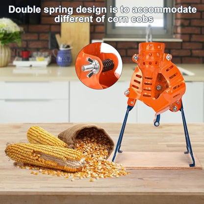 Corn Sheller Hand Crank, Steel Corn Cob Thresher with Stand