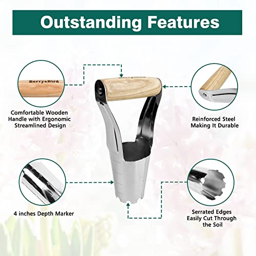 Garden Bulb Planter with 4 Inches Depth Mark, Bulb Planting Tool - size: 9.6in Bulb Planter