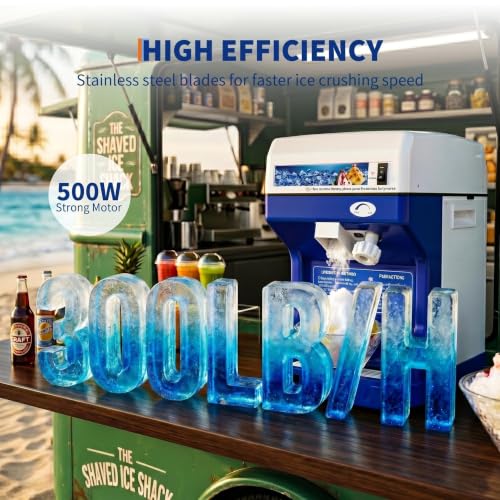 Commercial Shaved Ice Maker, 300Lbs/H Electric Ice Shaver with 5L Hopper