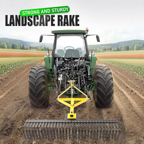 KUAFU 60-Inch 3-Point Landscape Rake Compatible with Category 1 - style: Yellow