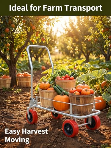 4-Wheel Foldable Garden Harvest Cart for Farm Orchard Greenhouse Use