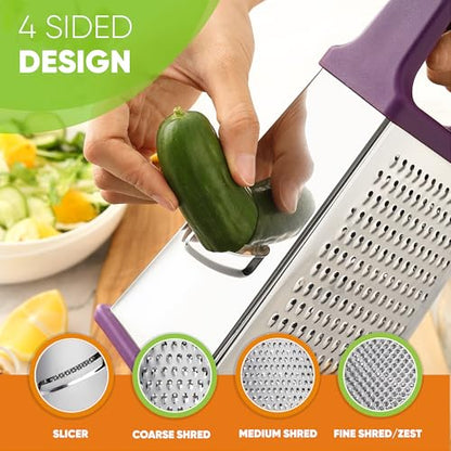 Spring Chef Stainless Steel XL Cheese Grater for Kitchen, Purple - color: Purple