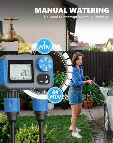 Sprinkler Timer with Brass Swivel, Hose Timers for Watering - size: 2 Outlet