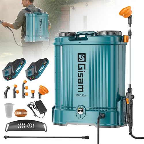 Gisam 5.3 Gal Battery Powered Backpack Sprayer-2 Batteries,Water Markings - color: blue-01