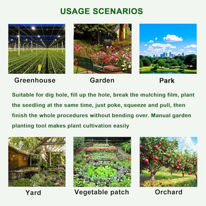 Seedling Transplanting Bulb Planter Tool Long Handle, Vegetable Young Plant Manual Plant Transplanter, Stainless Steel Planting Garden Tools with Pedal for Garden, Greenhouse-2pc