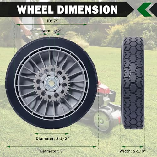 CheeMuii 2PCS 9" HRX217 Lawn Mower Rear Wheels Fit for Honda HRX217 Mower | 9" Lawn Mower Back Wheel Compatible with Honda HRX217 Lawn Mower Replace for 42710-VH7-010ZA 42710-VH7-010ZB 42710-VH7-000ZA - color: Grey-9IN-2REAR(HRX217)