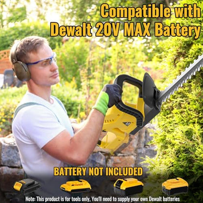 22" Cordless Hedge Trimmer Compatible with DEWALT 20V MAX Battery-Tool Only - color: Yellow
