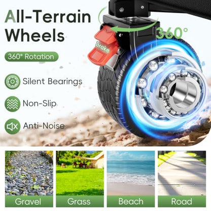 46" L Collapsible Foldable Extended Wagon, 500LB Weight Capacity with 280L Heavy Duty Folding Cart,Utility Wagon with All-Terrain Beach Wheel & Drink Holders,Green - color: Green