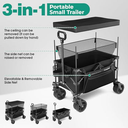 SUNNYFEEL Foldable Wagon Cart with Canopy - 445L Extra Large