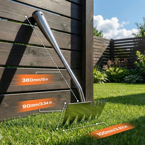 Weed Puller Tool, Heavy-Duty Stainless Steel Garden Hand Weeding Tool - size: 6-tooth