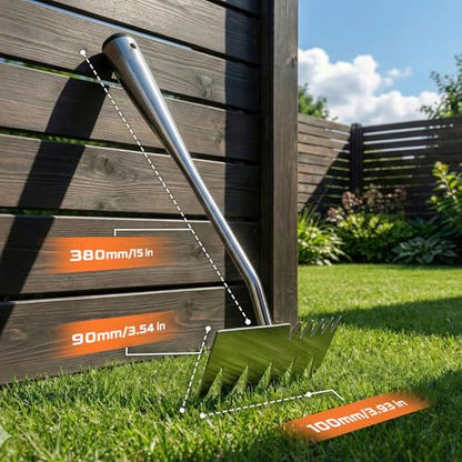 Weed Puller Tool, Heavy-Duty Stainless Steel Garden Hand Weeding Tool - size: 6-tooth