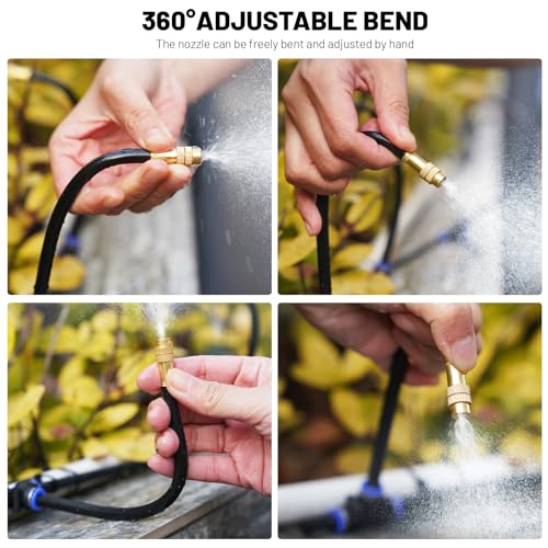 360° Adjustable Drip Irrigation System with 32 Nozzles & Water Timer - size: 100FT