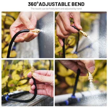 360° Adjustable Drip Irrigation System with 32 Nozzles & Water Timer - size: 100FT