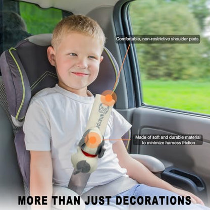 Wevdn 2 PCS Cute Car Seat Belt Pads, Soft Comfortable Cartoon Seat Belt Strap Cover Cushion Pad, Universal Shoulder Strap Pad for Seatbelt and Bag Backpack Strap, Car Accessories (Beige Dog) - color: Beige Dog