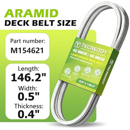 M154621 Deck Belt for John Deere 42" X300 X304 X310, 48" Z245 EZtrak Lawn Mower - Aramid Cord, 0.559" x 146.24" - size: 146.24"L x 0.559"W