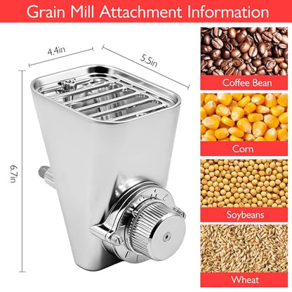 Grain Mill Attachment for KitchenAid Stand Mixers, 12 Level Adjustable