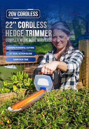 Wild Badger Power 20v Hedge Trimmer Upgrated, 22" Cordless with Guard & Bumper, Lightweight, Powerful, 2.0AH Battery and Charger Included - style: 20V 22", Upgrated
