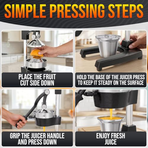 Cast Iron Manual Juicer, Heavy Duty Citrus Press for Lemons, Limes - color: Black