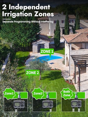 Insoma 2-Zone Sprinkler Timer, Programmable Garden Hose Timer with Auto/Manual/Rain Delay Modes | Water-Saving Irrigation Controller for Lawn, Yard & Drip Systems | Waterproof Design & Easy Setup - size: 2 Zone-Plastic