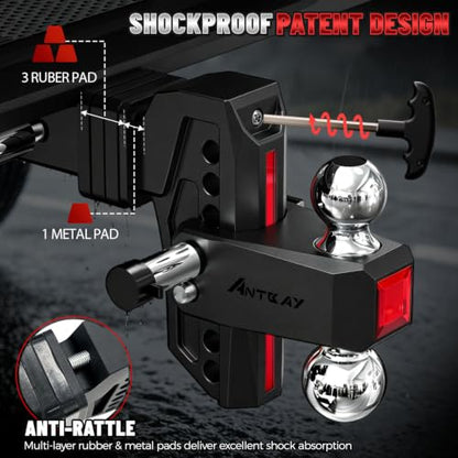 Adjustable Trailer Hitch, Fits 2.5" Receiver, 7" Drop/Rise - color: Black, size: 2.5"-7drop