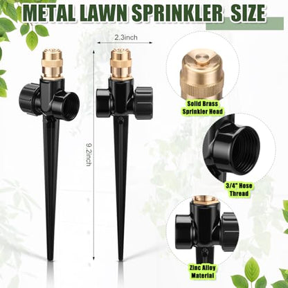 Tioncy 4 Pack Metal Lawn Sprinklers with Adjustable Brass Nozzle, Black - color: Black