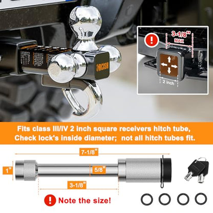 ORCISH Tri-Ball Trailer Hitch Mount with Tow Hook & Lock for 2" Receiver - color: 2"-Standard Plus-Chrome