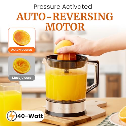 Elite Gourmet ETS740 Citrus Juicer, 2 Cones, 1.2L, Black/Stainless Steel - size: 40 ounce