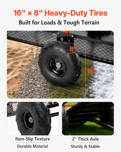ATV UTV Trailer Tow Behind Dump Cart, 25 Cubic Feet, 2000 LBS