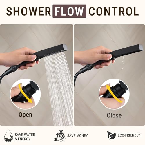 G-Promise Metal Shower Head Shut Off Valve, Flow Control Valve - color: Matte Black