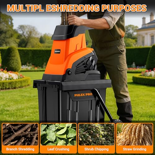 Wood Chipper Shredder, 15-Amp 1.8" Cutting Diameter - color: Orange