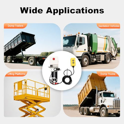 Dump Trailer Pump, 800W 12V DC Single Acting Electric Hydraulic Pump Power Unit with Remote Control,1.58Qt Oil Reservoir Hydraulic Pump Device for Dump Trailer Car Truck Lifting