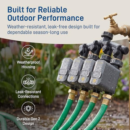 Orbit 21207 B-hyve Gen 2 Smart Hose Watering Timer, 4-Pack with Wi-Fi Hub and Hose Y Splitter - size: 4-Pack