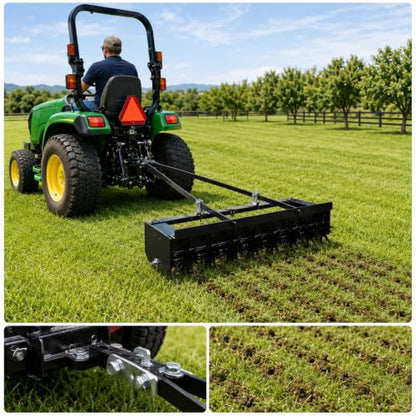 35-Inch Lawn Aerator Tow Behind with 8 Star Tines for Tractors and ATVs