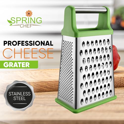 Spring Chef Stainless Steel XL Cheese Grater for Kitchen, Green - color: Green