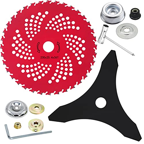 9" x 36 Teeth Weed Eater Blade & 10" x 3 Teeth Brush Cutter Blade - color: Red+Black
