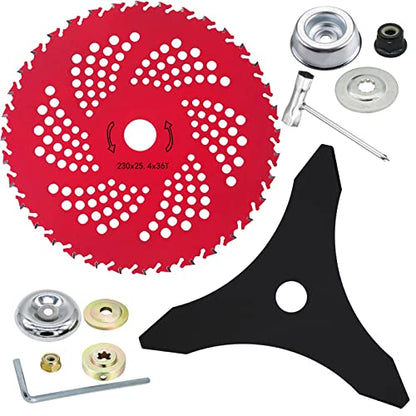 9" x 36 Teeth Weed Eater Blade & 10" x 3 Teeth Brush Cutter Blade - color: Red+Black
