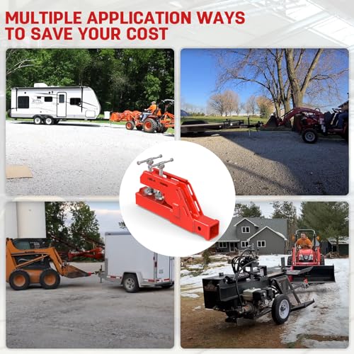 Upgraded Red Clamp on Tractor Bucket Hitch Receiver, 2" Receiver Adapter
