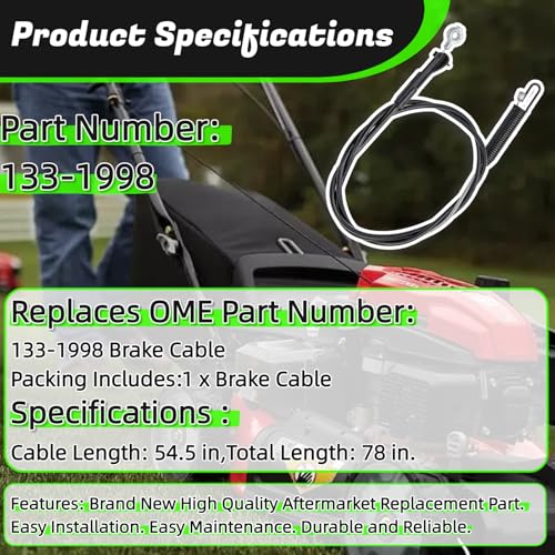 133-1998 Brake Cable for Toro 30" TimeMaster Lawn Mowers - size: 133-1998
