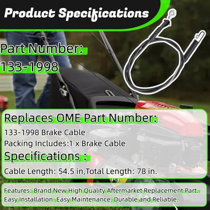 133-1998 Brake Cable for Toro 30" TimeMaster Lawn Mowers - size: 133-1998
