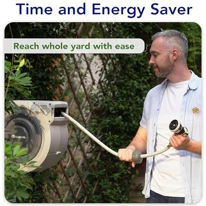 5/8" x 72 FT Retractable Garden Hose Reel - size: 5/8" 72FT Hose & Reel