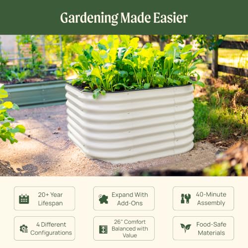 Vego garden 26" Extra Tall Raised Garden Bed Kits, 4 in 1 Modular Raised Planter Box for Vegetables Flowers Fruits Oval Metal Raised Garden Olive Green - color: Olive Green, size: 4 in 1