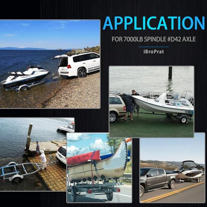 iBroPrat 4Sets 7000 LB Boat Trailer Axle 25580 14125A Bearing Kits | 21333TB/10-10 Grease Seals,22333TB/10-36 Grease Seals 2.72" Dust Caps and Rubber Plugs Cotter Pins for #D42 Spindle